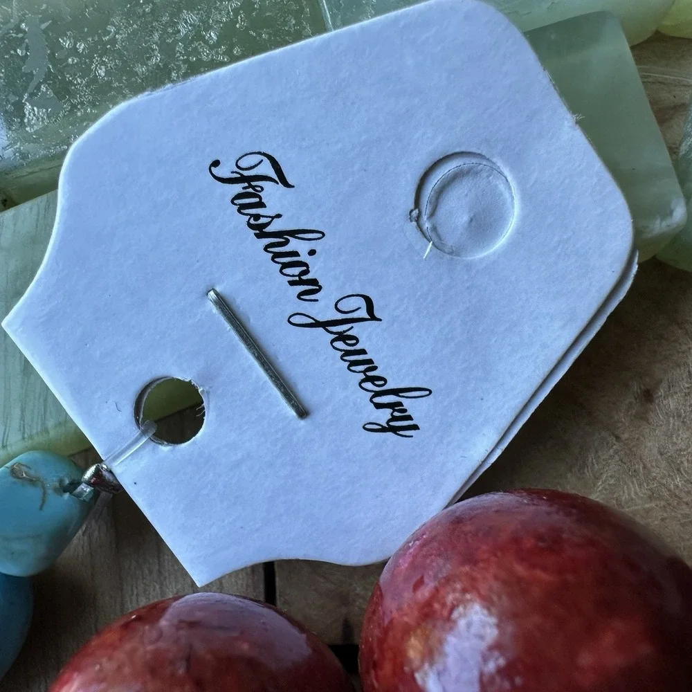 Lapidary Stone Beads 4 Strand Lot Nephrite Jade Fossil Red Coral Blue Turquoise - Picture 6 of 12